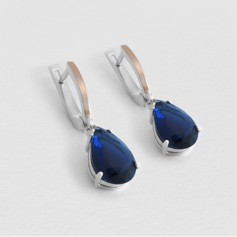 Earrings Hydrothermal Sapphire